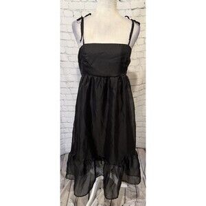 NWT Wild Fable Women's Organza Midi Babydoll Dress Black Size Large